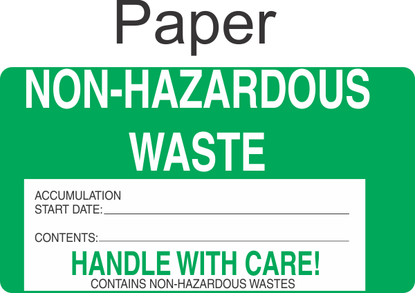 NonHazardous Waste NHWA64 Paper Labels