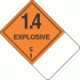 Blank Tab Hazard Class 1.4E Explosive Proper Shipping Name Labels