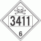 UN 3411 - Poison or Toxic Class 6.1 Placards