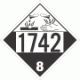 UN 1742 - Corrosive Class 8 Placards