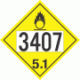 UN 3407 - Oxidizer Class 5.1 Placards