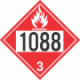 UN 1088 - Flammable Class 3 Placards