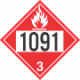 UN 1091 - Flammable Class 3 Placards