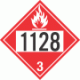 UN 1128 - Flammable Class 3 Placards