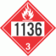 UN 1136 - Flammable Class 3 Placards