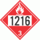 UN 1216 - Flammable Class 3 Placards