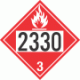 UN 2330 - Flammable Class 3 Placards