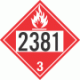 UN 2381 - Flammable Class 3 Placards