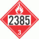 UN 2385 - Flammable Class 3 Placards