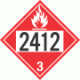 UN 2412 - Flammable Class 3 Placards