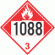 UN 1088 - Combustible Class 3 Placards