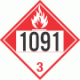 UN 1091 - Combustible Class 3 Placards