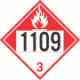 UN 1109 - Combustible Class 3 Placards