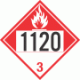 UN 1120 - Combustible Class 3 Placards