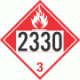 UN 2330 - Combustible Class 3 Placards