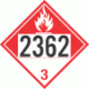 UN 2362 - Combustible Class 3 Placards