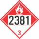 UN 2381 - Combustible Class 3 Placards