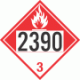 UN 2390 - Combustible Class 3 Placards