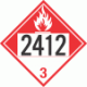 UN 2412 - Combustible Class 3 Placards