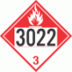 UN 3022 - Combustible Class 3 Placards