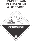 Corrosive Class 8 Paper Labels - Dashed Outer Border