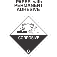 Corrosive Class 8 Paper Labels - Dashed Outer Border