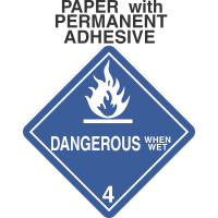 Dangerous When Wet Class 4.3 Paper Labels