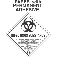 Infectious Substance 6.2 Paper Labels