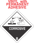 Corrosive Class 8 Vinyl Labels - Dashed Outer Border