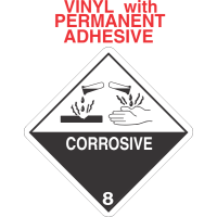 Corrosive Class 8 Vinyl Labels