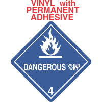 Dangerous When Wet Class 4.3 Vinyl Labels