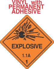 Explosive Class 1.1A Vinyl Labels