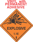 Explosive Class 1.1E Vinyl Labels