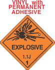 Explosive Class 1.1J Vinyl Labels