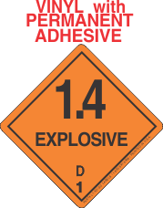 Explosive Class 1.4D Vinyl Labels