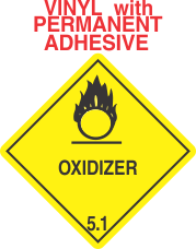 Oxidizer Class 5.1 Vinyl Labels