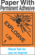 (Blank) Explosive Class 1.2B Proper Shipping Name Paper Labels