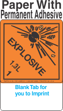 (Blank) Explosive Class 1.3L Proper Shipping Name (Extended) Paper Labels