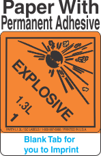 (Blank) Explosive Class 1.3L Proper Shipping Name Paper Labels