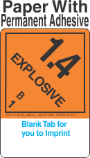 (Blank) Explosive Class 1.4B Proper Shipping Name (Extended) Paper Labels