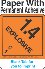 (Blank) Explosive Class 1.4C Proper Shipping Name Paper Labels