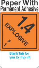 (Blank) Explosive Class 1.4F Proper Shipping Name (Extended) Paper Labels