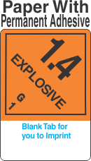 (Blank) Explosive Class 1.4G Proper Shipping Name (Extended) Paper Labels