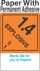 (Blank) Explosive Class 1.4S Proper Shipping Name (Extended) Paper Labels