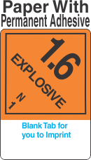 (Blank) Explosive Class 1.6N Proper Shipping Name (Extended) Paper Labels