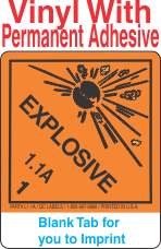 (Blank) Explosive Class 1.1A Proper Shipping Name Vinyl Labels