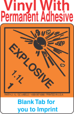 (Blank) Explosive Class 1.1L Proper Shipping Name Vinyl Labels