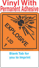 (Blank) Explosive Class 1.2D Proper Shipping Name (Extended) Vinyl Labels