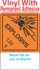(Blank) Explosive Class 1.2J Proper Shipping Name (Extended) Vinyl Labels