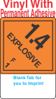 (Blank) Explosive Class 1.4F Proper Shipping Name (Extended) Vinyl Labels